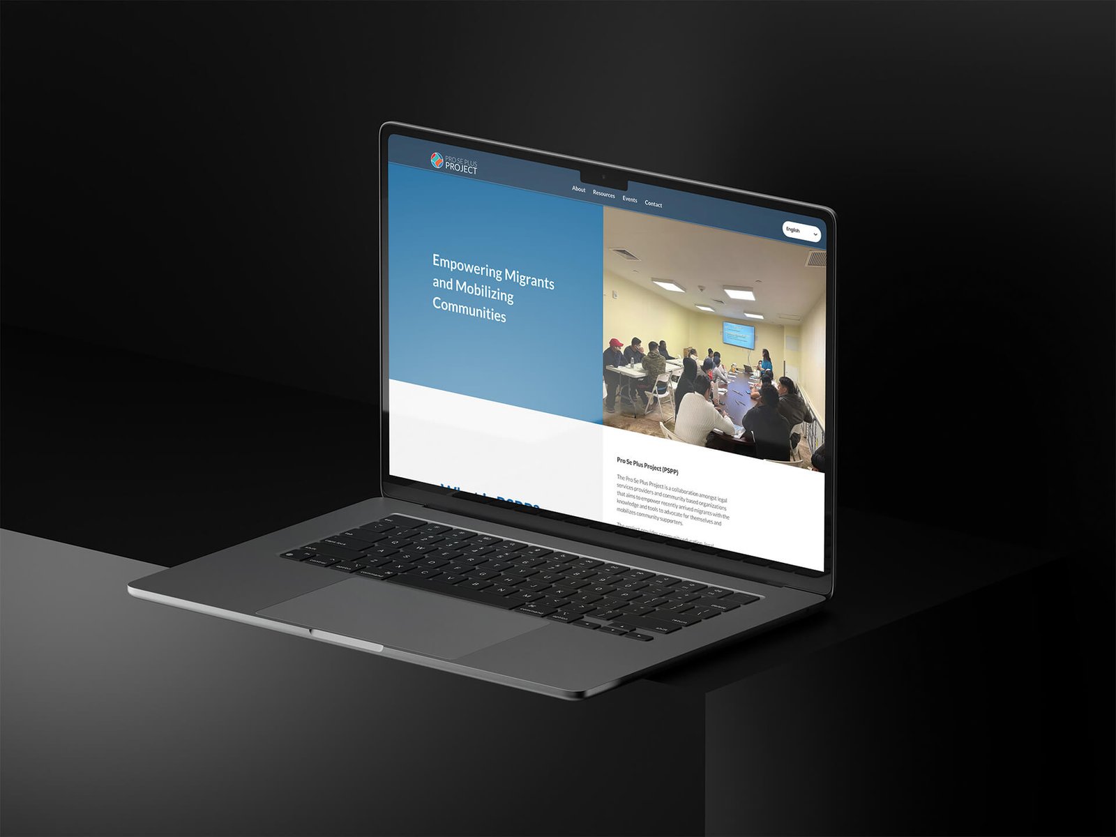 Laptop showing the home page of ProSe plus org
