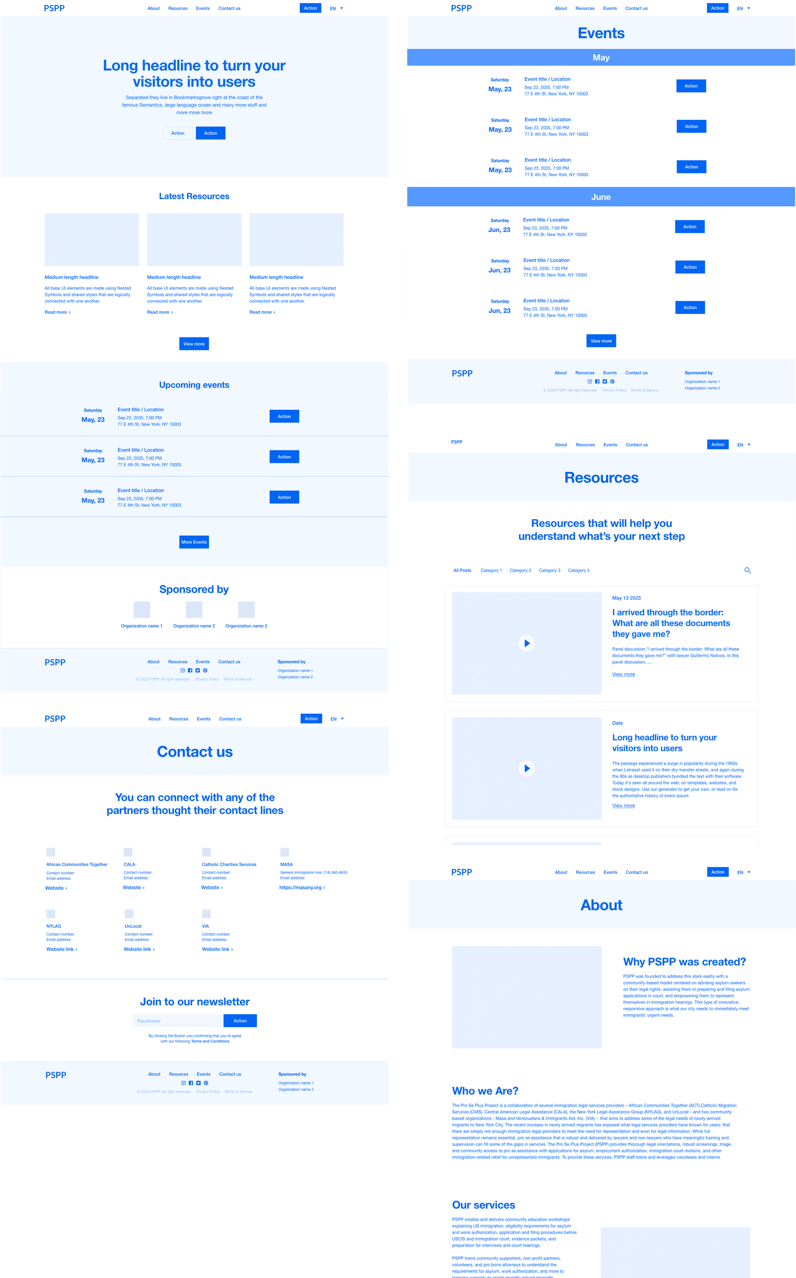 Image with wireframes of PSPP website
